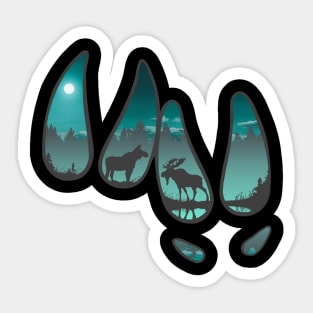 Moose in the Moonlight Sticker